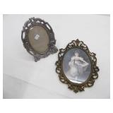 Vintage Silver Toned Oval Metal Cherub Picture Frame, Vintage Ornate Brass Framed Print "Miss Murray" (reproduction)