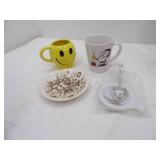 Vintage Johnson Brothers Windsor Ware, Vintage Santa Snoopy Bell Ringer Coffee Mug