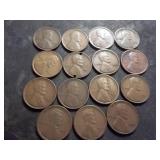 15 Lincoln Cents- 1909, 1910, 1912, 1918, 1917, 1924 D, 1922 D, 1918, 1919,1919 D, 1931 S, 1916 D, 198 S, 1922 Weak D