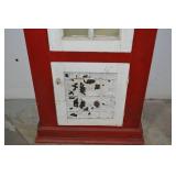 Vintage Tall Red and White Pie Safe Cabinet with Tin Panel