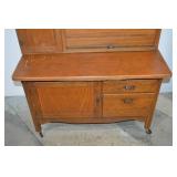 Antique Oak Hoosier Kitchen Cabinet with Original Interior Charts