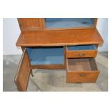 Antique Oak Hoosier Kitchen Cabinet with Original Interior Charts