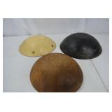 Set of 3 Primitive Wooden Dough Bowls, Hand-Painted Designs