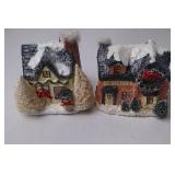 Christmas Decor Lot: Snowman Figurines, Santa Doll, Holiday Houses