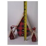 Buffalo Plaid Christmas Decor Lot: Stockings, Birdhouses, Snowman, Tree