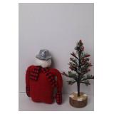 Buffalo Plaid Christmas Decor Lot: Stockings, Birdhouses, Snowman, Tree