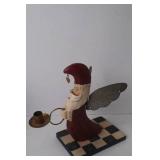 Pair of Santa Angel Candle Holder Figures, Folk Art Christmas Decor