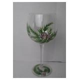 Set of 8 Ambiance Collections Pinecone Wine Glasses 8.5 in Handpainted