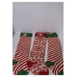 3 World Market Knit Christmas Stockings - Red, Green and White