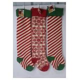 3 World Market Knit Christmas Stockings - Red, Green and White