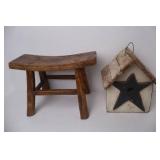 Rustic Home Decor Lot: Mini Stool, Birdhouse, Wood Planter, Tree Sale Sign, Acorn Accents