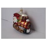 Santa Train Glass Christmas Ornament