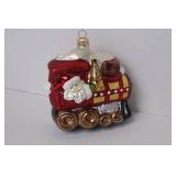 Santa Train Glass Christmas Ornament