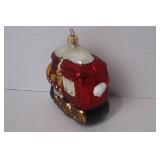Santa Train Glass Christmas Ornament