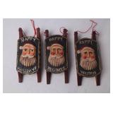 Hand-Painted Folk Art Christmas Ornaments Lot Signed Tate & RT