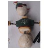 Hand-Painted Folk Art Christmas Ornaments Lot Signed Tate & RT