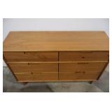 Mid-Century Style 6-Drawer Dresser, Solid Pine, 52" W