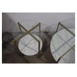 Modern Glass and Faux Marble Round Coffee Table and Side Table Set