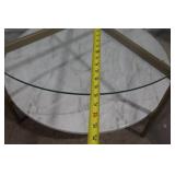 Modern Glass and Faux Marble Round Coffee Table and Side Table Set