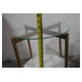 Modern Glass and Faux Marble Round Coffee Table and Side Table Set