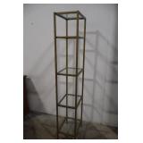 Tall Gold Metal and Glass Display Shelf, 73" H