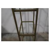 Tall Gold Metal and Glass Display Shelf, 73" H
