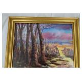 Joyce Ostlund Oil Painting "Golden Time in the Forest" Framed 30x24