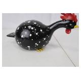 Chicken Figurine - Speckled Black Ceramic