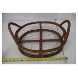 Basket - Vintage Oval Wood & Chicken Wire with Handles