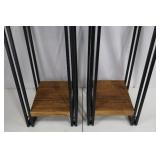 End Table Pair - Wood Top & Black Metal Frame
