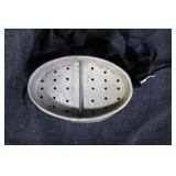 Military-Style Metal Canteen with Perforated Strainer Insert & Strap