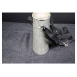 Military-Style Metal Canteen with Perforated Strainer Insert & Strap