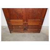 Oak Pantry Cabinet - Vintage Four-Door Cupboard with Iron Hinges