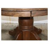 Round Oak Dining Table with Four Curved Legs