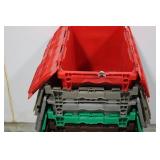 Stackable Plastic Crates - Red, Gray, Green & Brown