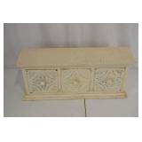 Three-Drawer Carved Wood Storage Chest - Distressed Cream Finish
