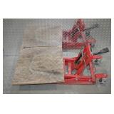 Hydraulic Scissor Lift Table - Red with Wood Deck & Casters