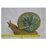 Decorative Snail Sculpture - Turquoise Shell & Gold Body