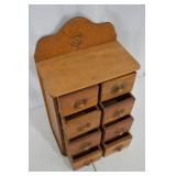Wooden Apothecary Cabinet - Two-Column, Eight Drawers, Decorative Backboard