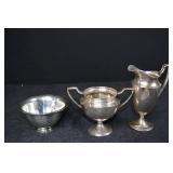 Sugar Bowl & Creamer & Silver Bowl - Sterling Silver