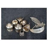 Sterling Silver Thimbles & Crescent Plate Necklace - GIN Engraved