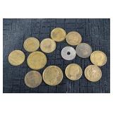 Assorted coins - British coins with portrait & French francs