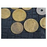 Assorted coins - British coins with portrait & French francs