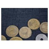 Assorted coins - British coins with portrait & French francs