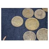 Assorted coins - British coins with portrait & French francs