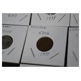 Coins - NL 1c 2003 & GR 10 Drachmes & FR 5 Centimes & DK 100 Øre & SE 50 Öre