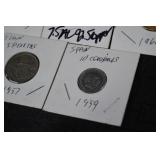 Spain Franco Era Coins - 50 Céntimos, 1 Peseta, 5 Pesetas, 10 Céntimos