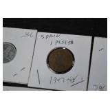 Spain Franco Era Coins - 50 Céntimos, 1 Peseta, 5 Pesetas, 10 Céntimos