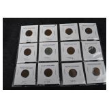 Indian Head Cent Coins - 12-Coin Card Flip Lot (1899-1908)