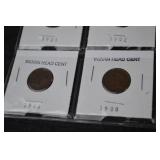 Indian Head Cent Coins - 12-Coin Card Flip Lot (1899-1908)